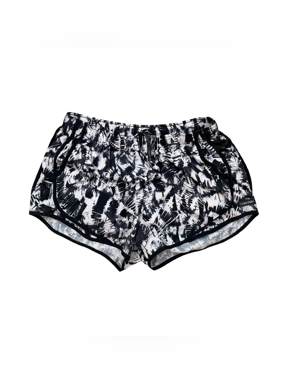Calvin Klein Black & White Abstract Print Athletic Shorts with pockets - SZ L